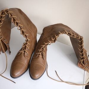 2 PR Over Knee Lace Up Women's Boots Zip Up 10